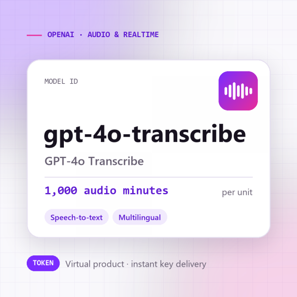 GPT-4o Transcribe · 1,000 audio minutes