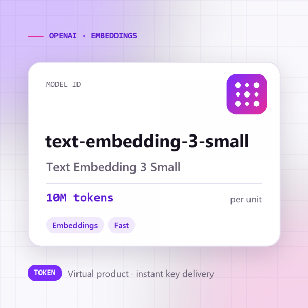 Text Embedding 3 Small · 10M tokens